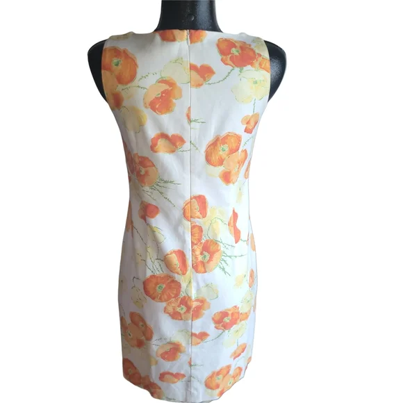 Liz Claiborne Orange and Yellow Floral Sleeveless Sheath Dress Size 4 - Picture 5 of 6